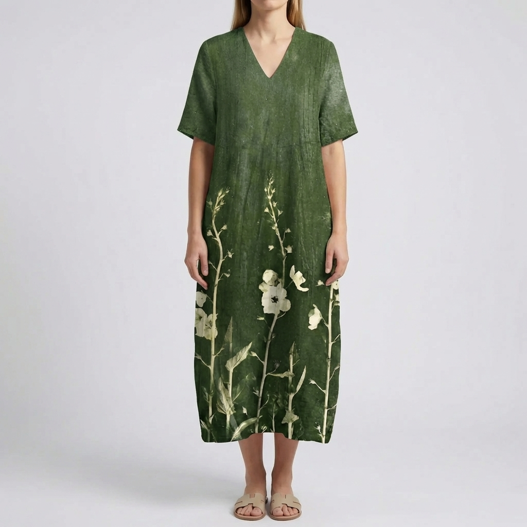 Abito Midi con Stampa Floreale