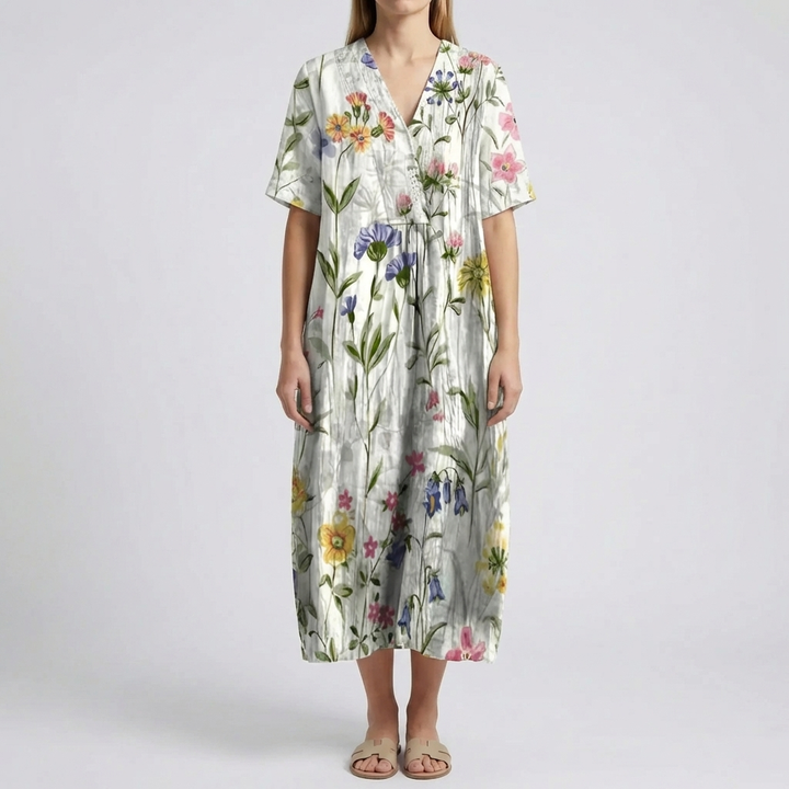 Abito Midi con Stampa Floreale