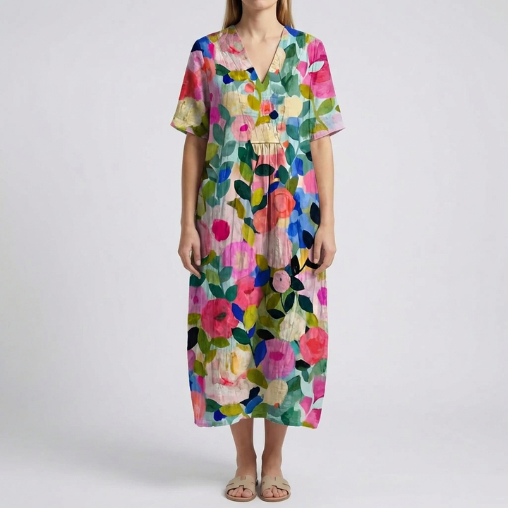 Abito Midi con Stampa Floreale