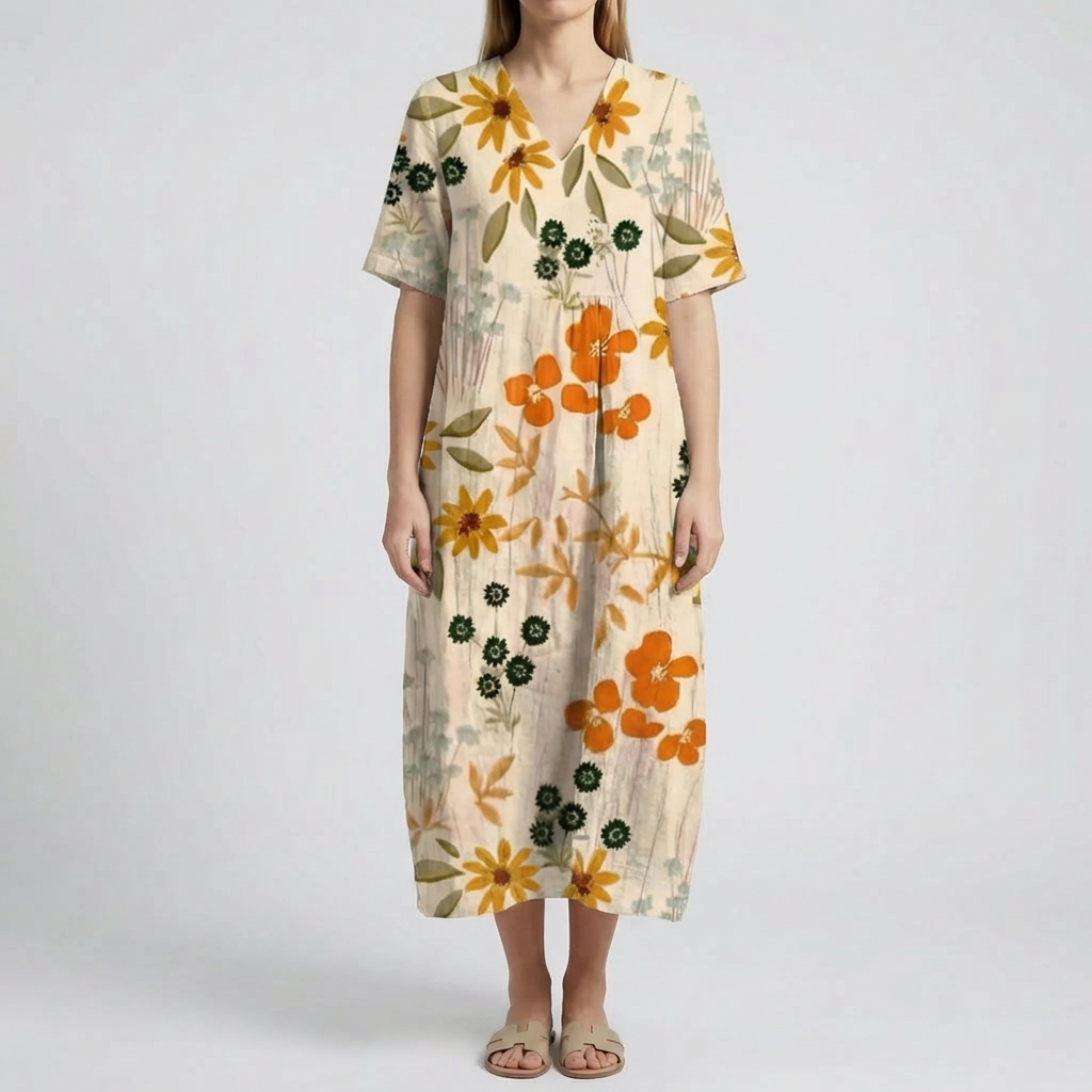 Abito Midi con Stampa Floreale