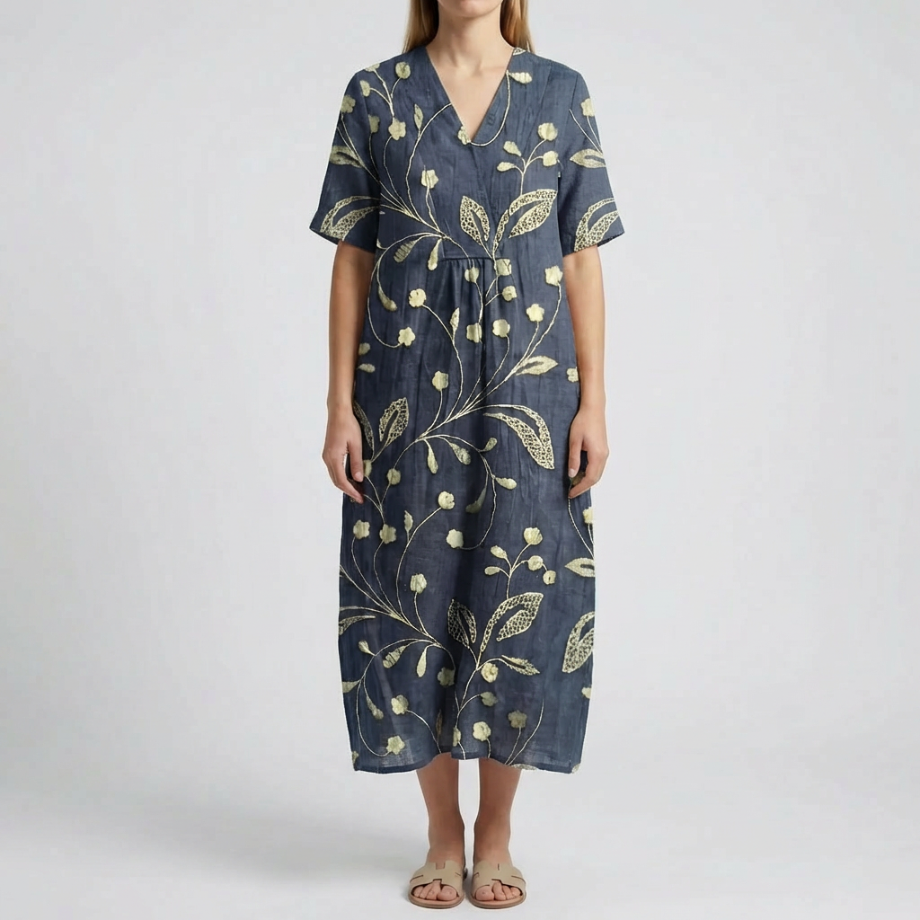 Abito Midi con Stampa Floreale