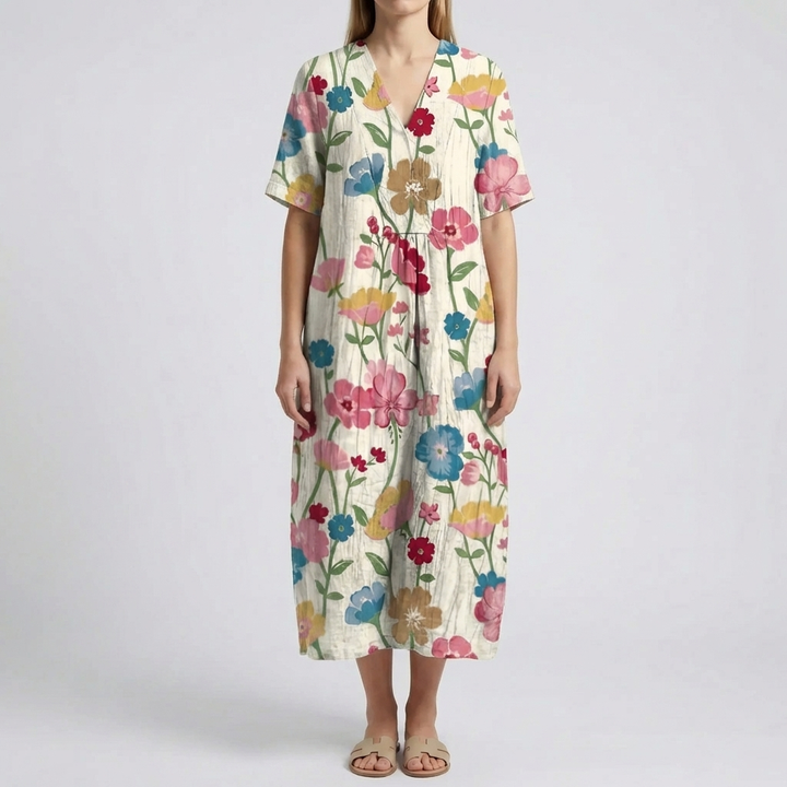 Abito Midi con Stampa Floreale