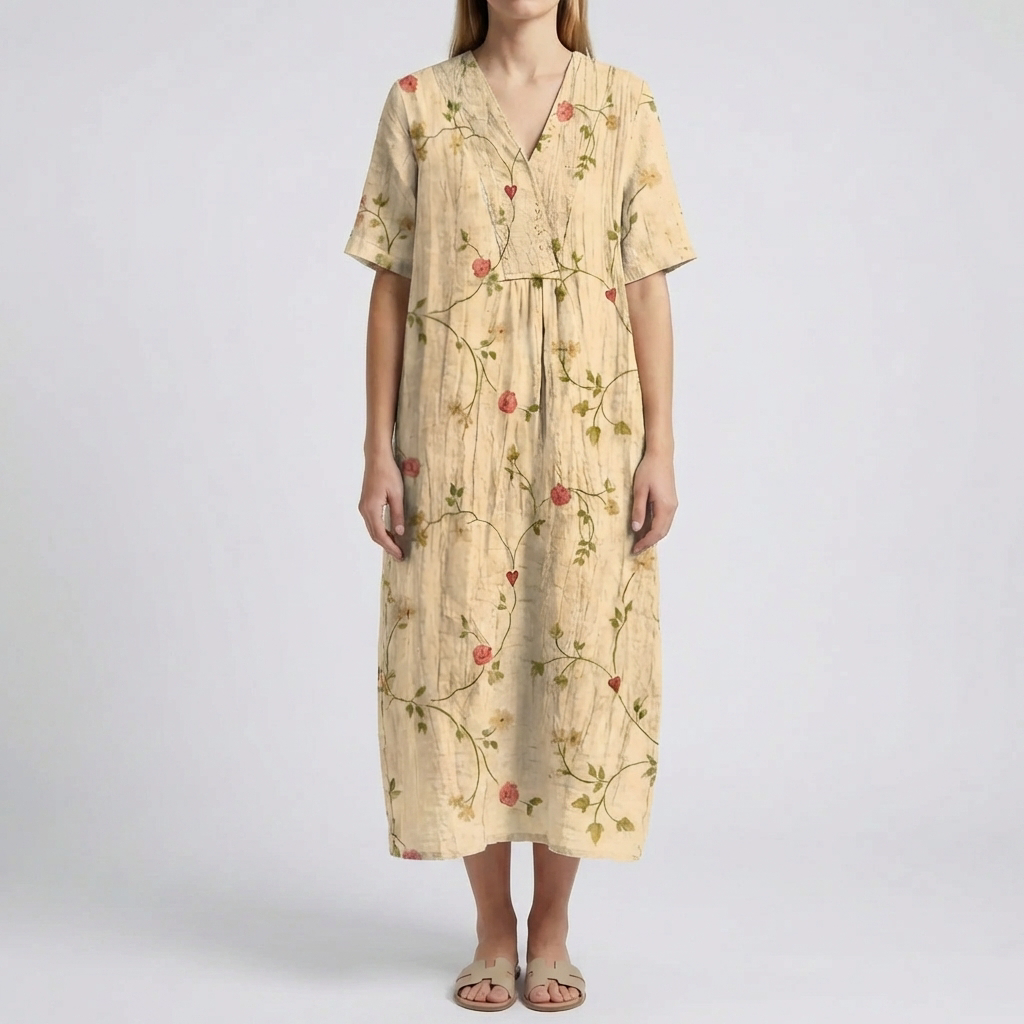 Abito Midi con Stampa Floreale