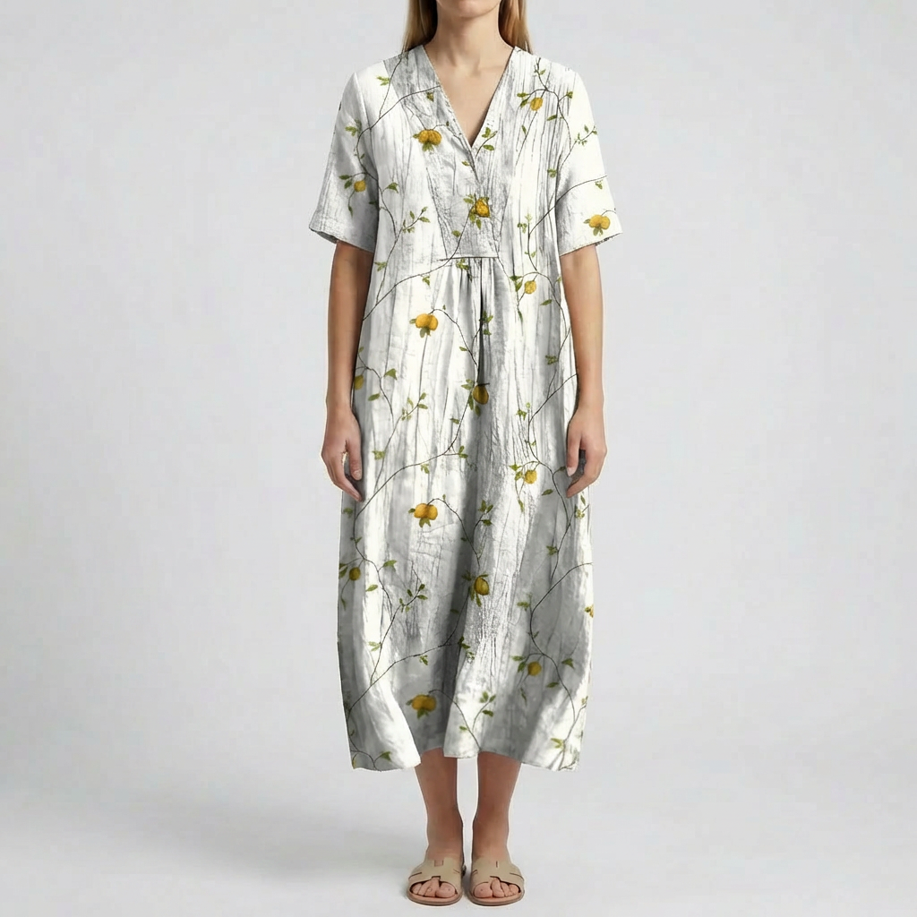 Abito Midi con Stampa Floreale