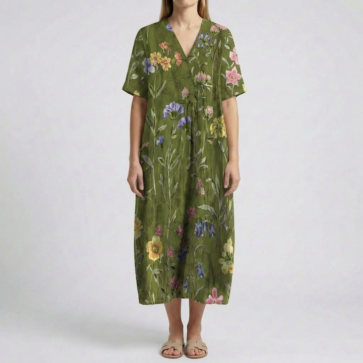 Abito Midi con Stampa Floreale