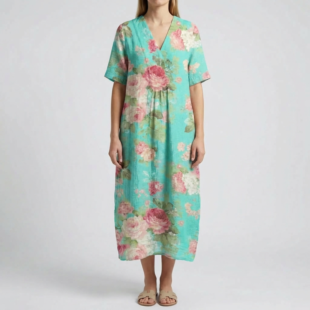 Abito Midi con Stampa Floreale
