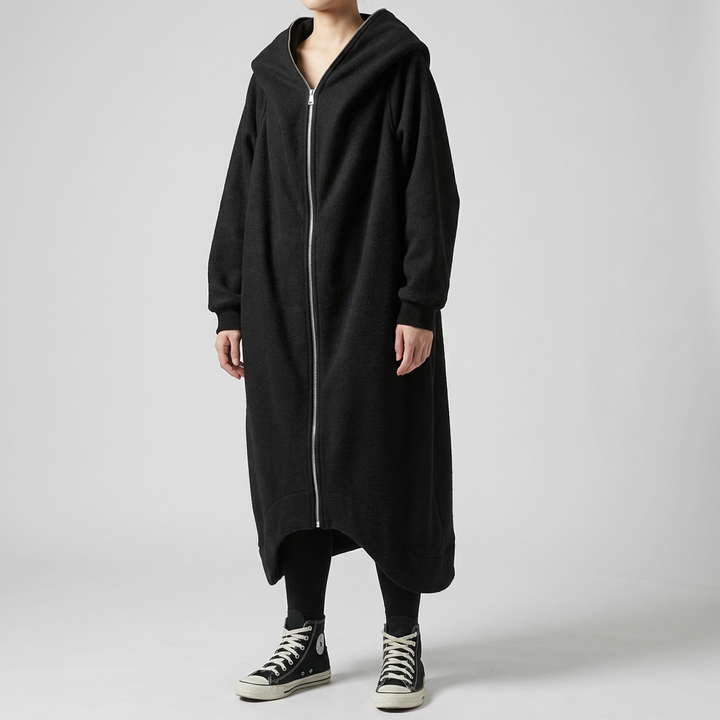 Cappotto Oversize da Donna con Cappuccio e Zip