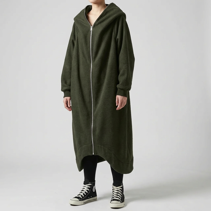 Cappotto Oversize da Donna con Cappuccio e Zip