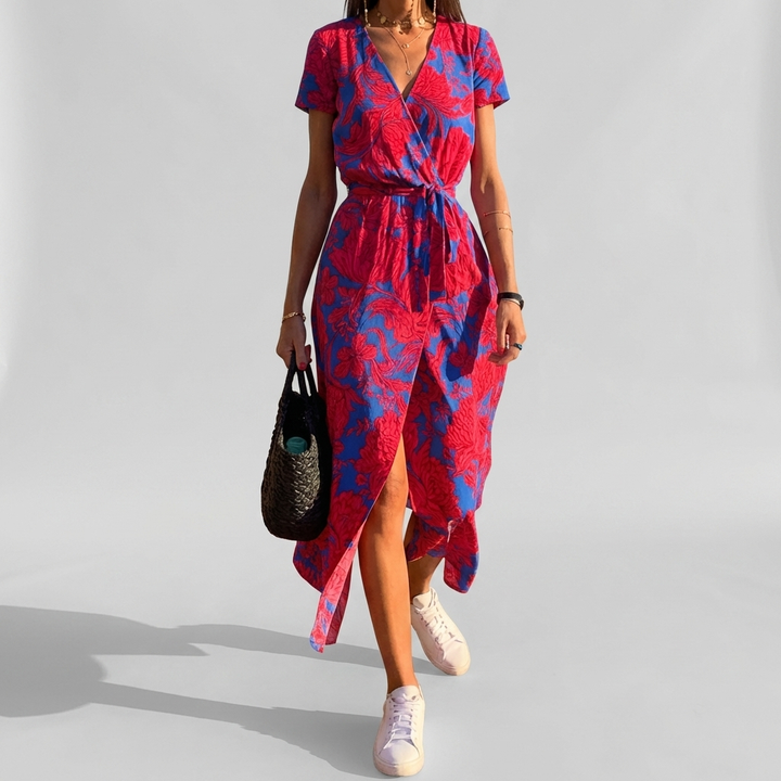 Abito Maxi Estivo Floreale con Scollo a V Elegante per Donne