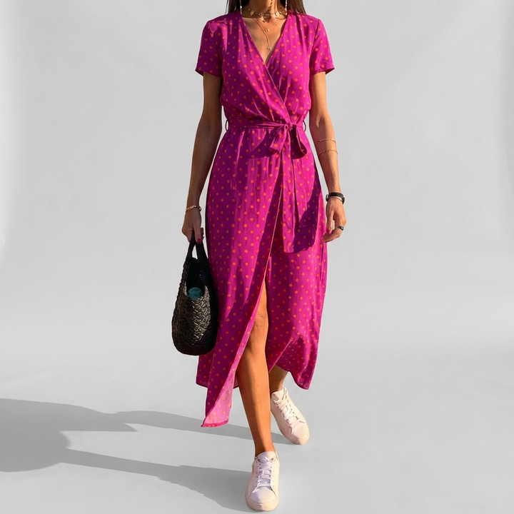 Abito Maxi Estivo Floreale con Scollo a V Elegante per Donne