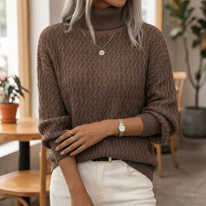 Maglione Collo Alto Argyle Classico per Donne