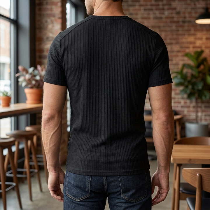 Maglietta Henley Slim-Fit per Uomo con Chiusura a Bottone