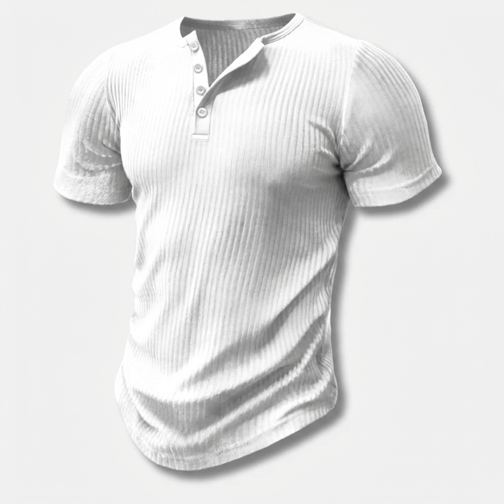 Maglietta Henley Slim-Fit per Uomo con Chiusura a Bottone