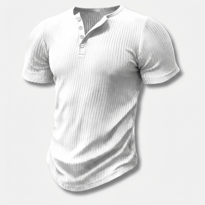 Maglietta Henley Slim-Fit per Uomo con Chiusura a Bottone