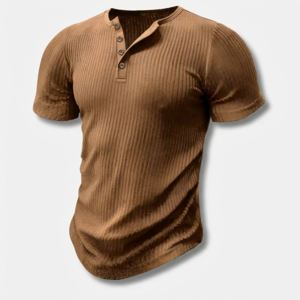 Maglietta Henley Slim-Fit per Uomo con Chiusura a Bottone