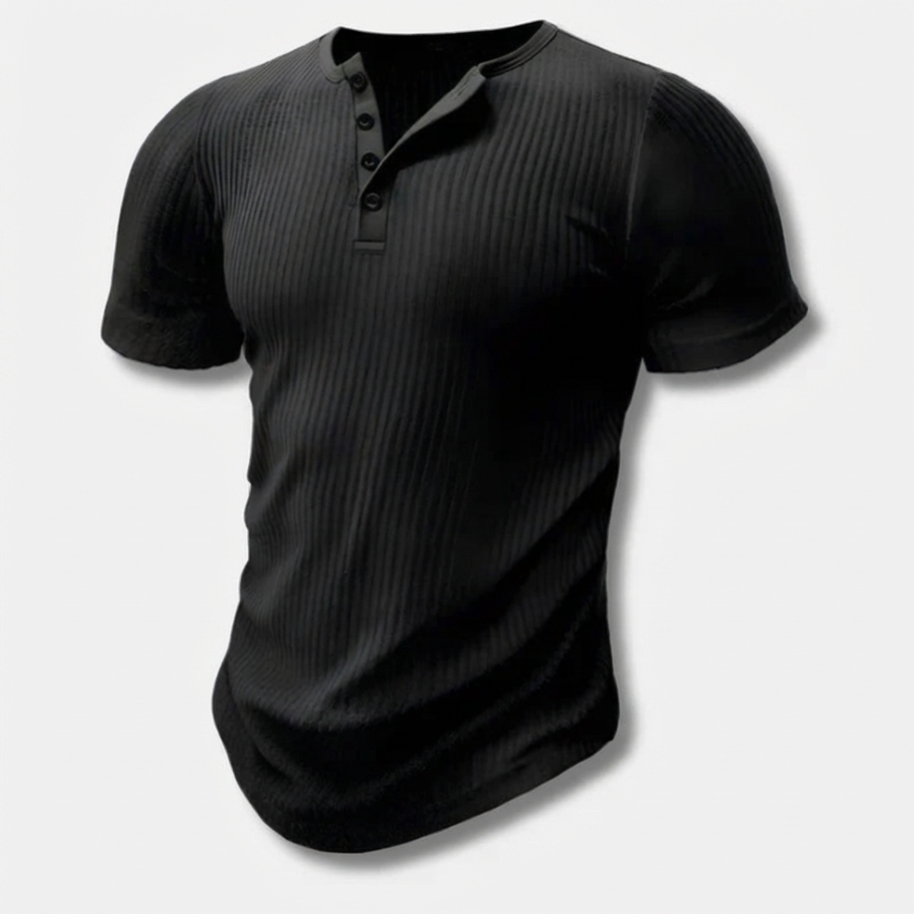 Maglietta Henley Slim-Fit per Uomo con Chiusura a Bottone