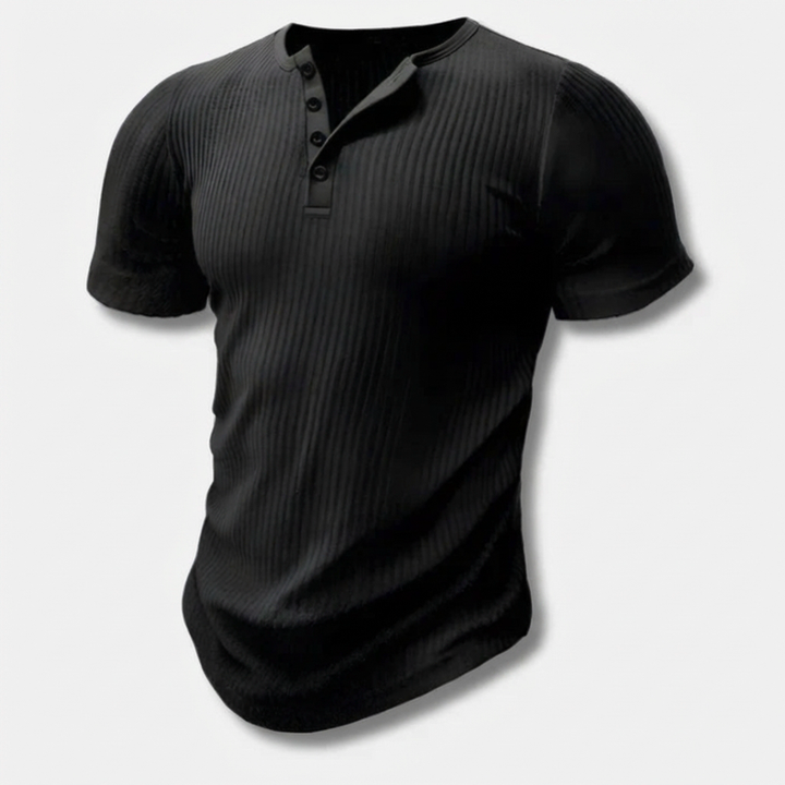 Maglietta Henley Slim-Fit per Uomo con Chiusura a Bottone