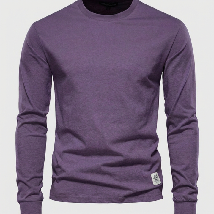 Camicia in Cotone da Uomo a Maniche Lunghe con Collo Tondo