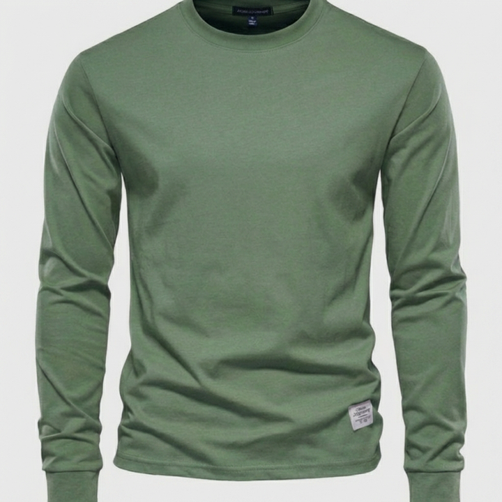 Camicia in Cotone da Uomo a Maniche Lunghe con Collo Tondo