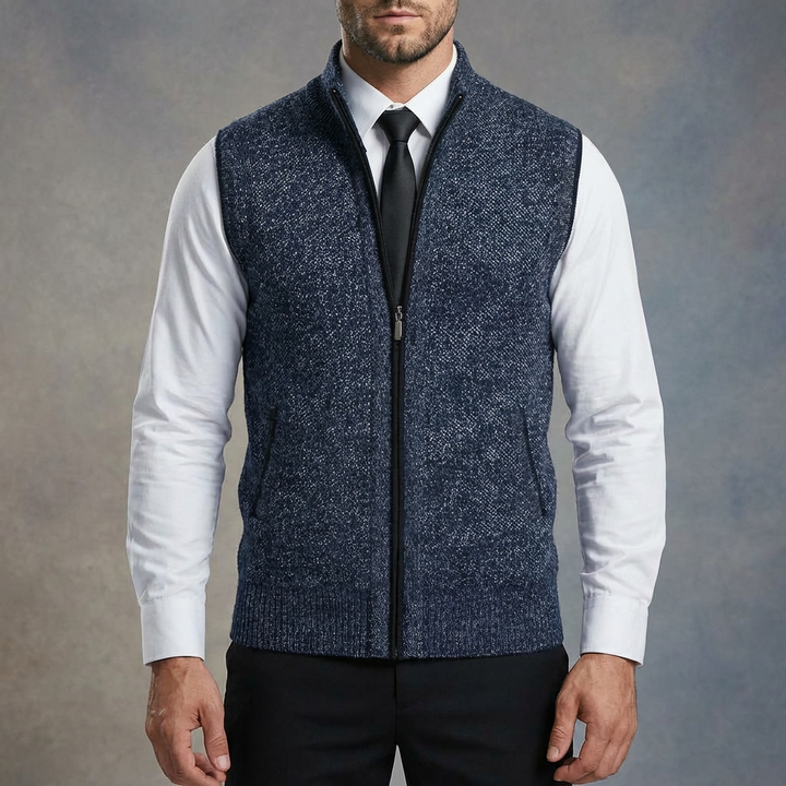 Gilet in Maglia con Zip Completo per Uomini
