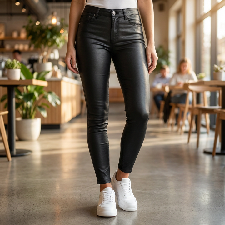 Pantaloni Eleganti in Pelle PU Alta Vita per Donne