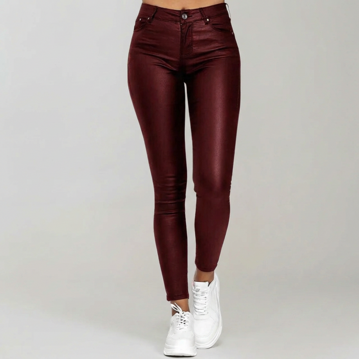 Pantaloni Eleganti in Pelle PU Alta Vita per Donne