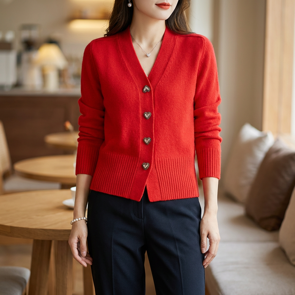 Cardigan In Maglia Con Scollo A V Per Donne