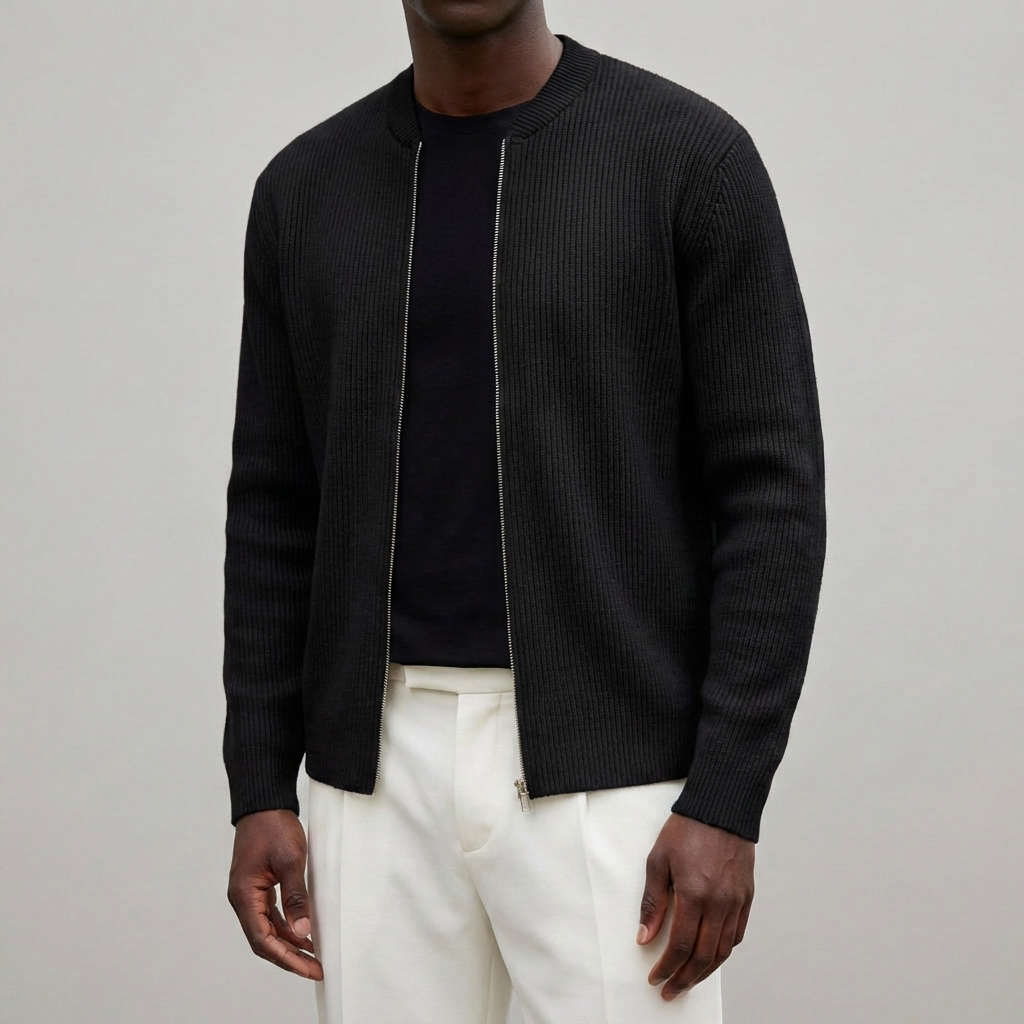 Cardigan in Maglia con Zipper Casual per Uomini