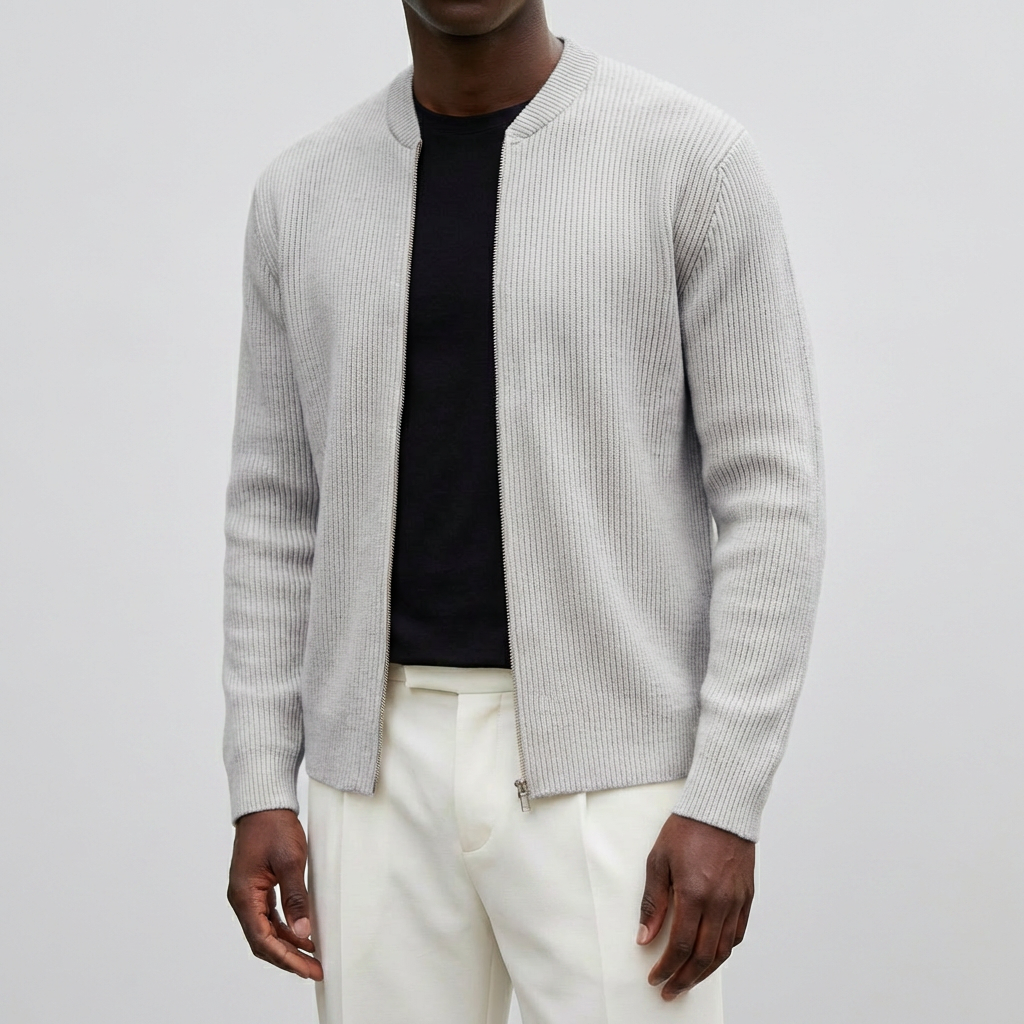 Cardigan in Maglia con Zipper Casual per Uomini