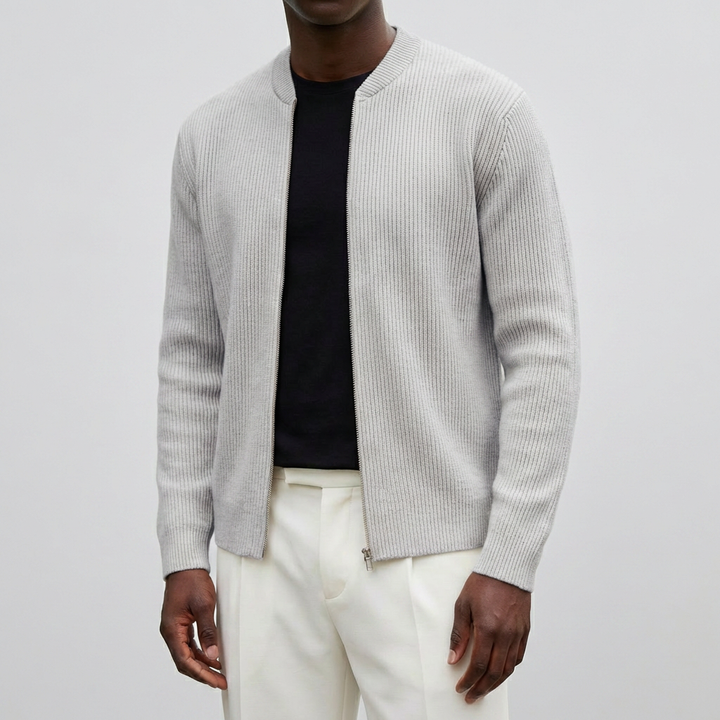 Cardigan in Maglia con Zipper Casual per Uomini