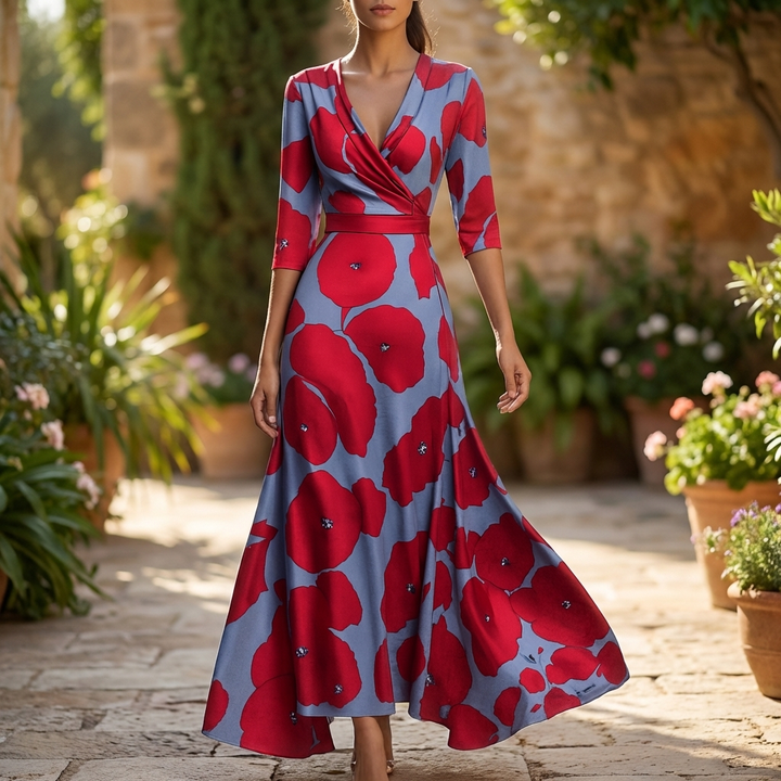Abito Maxi Bohemien V-Collo Pronto per l'Estate