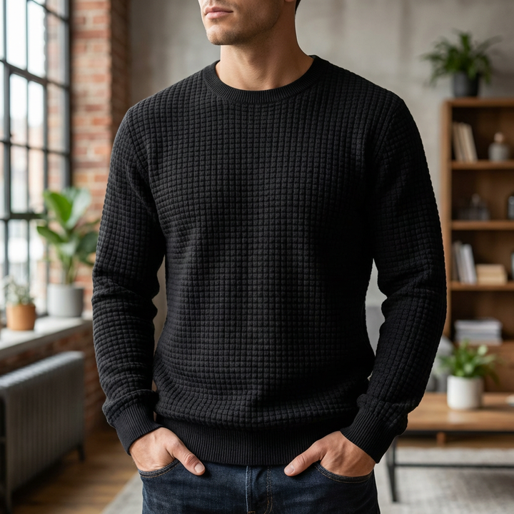 Maglione Comodo in Maglia Waffle per Uomini