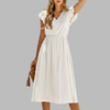 Abito Midi Ruffled V-Collo Fluido da Donna