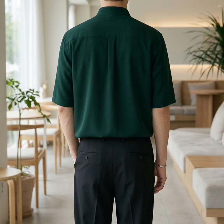 Camicia a maniche lunghe con collo mandarin per uomini