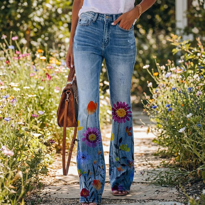 Pantaloni in Denim Design Flare per Donne