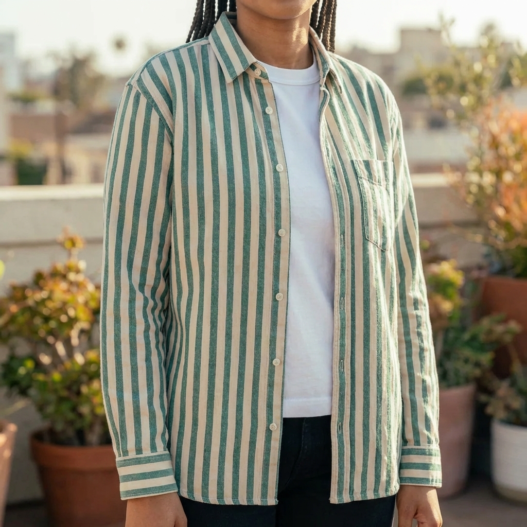 Camicia Casual a Maniche Lunghe con Tasca sul Petto per Donne