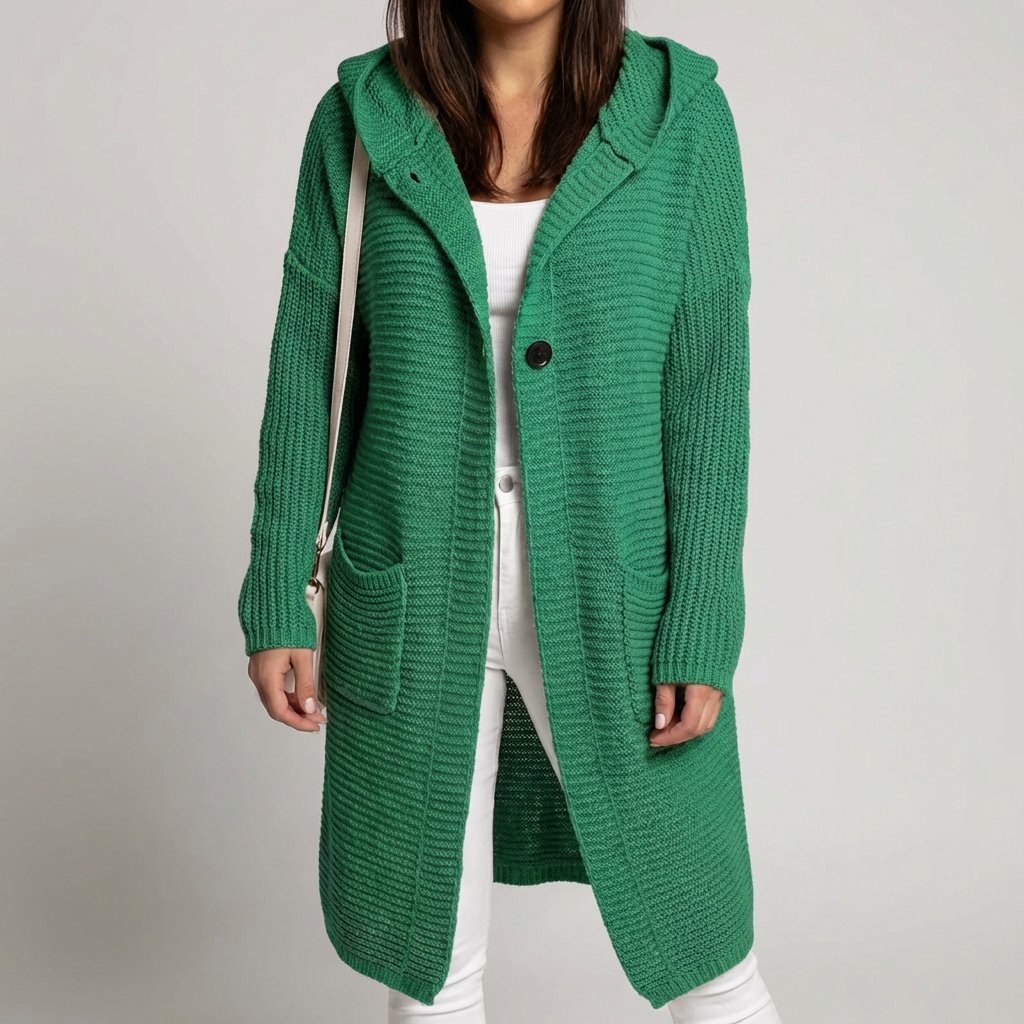 Cardigan Con Cappuccio In Maglia Comoda Per Donne