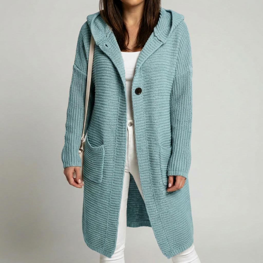 Cardigan Con Cappuccio In Maglia Comoda Per Donne