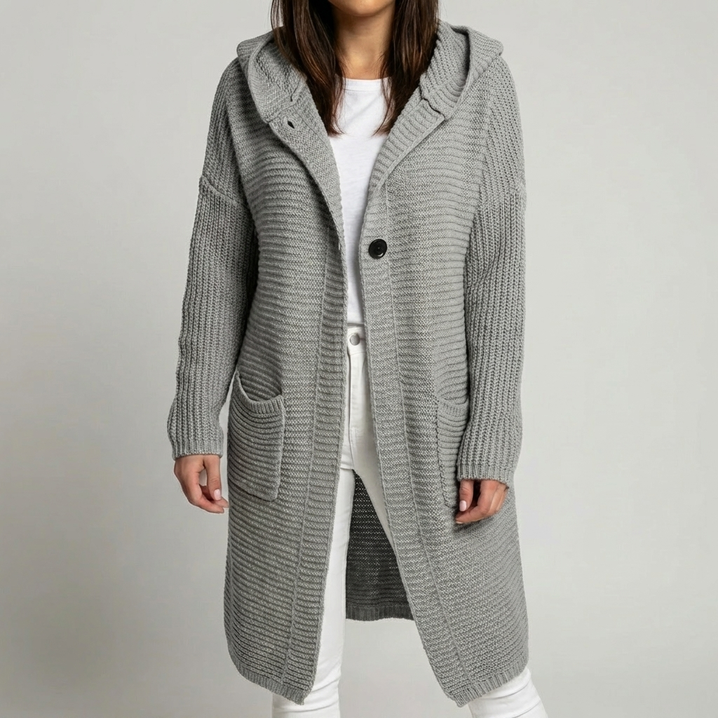 Cardigan Con Cappuccio In Maglia Comoda Per Donne