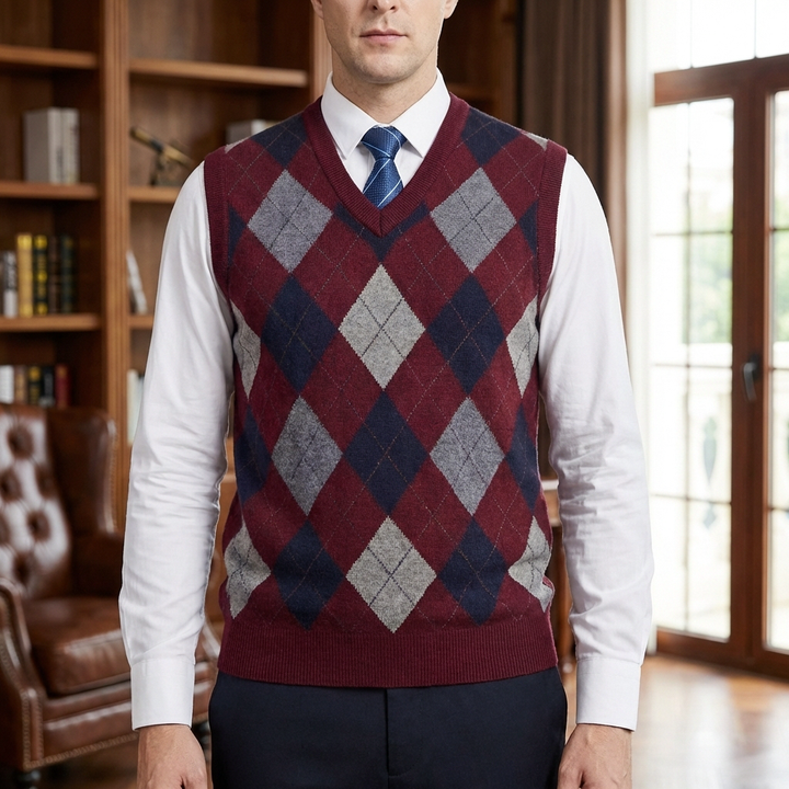 Maglione Senza Maniche V-Collo per Uomini