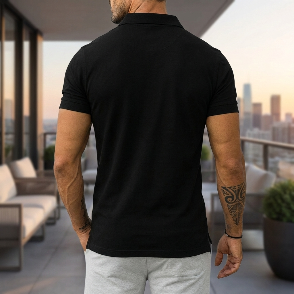 T-Shirt con Mezza Zip Polo per Uomini