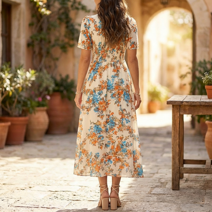 Abito Midi a Stampa Floreale per Donne
