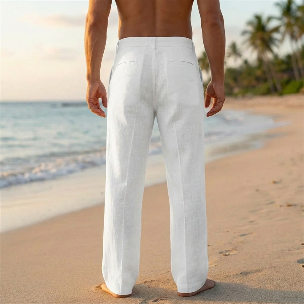 Pantaloni in Lino Morbidi con Cordino per Uomini