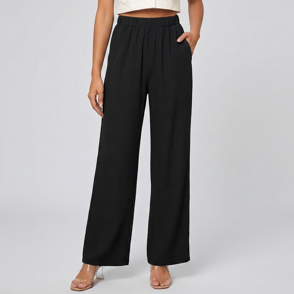 Pantaloni Dritti da Donna con Vita Elastica