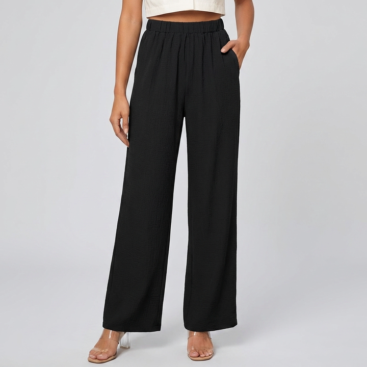 Pantaloni Dritti da Donna con Vita Elastica