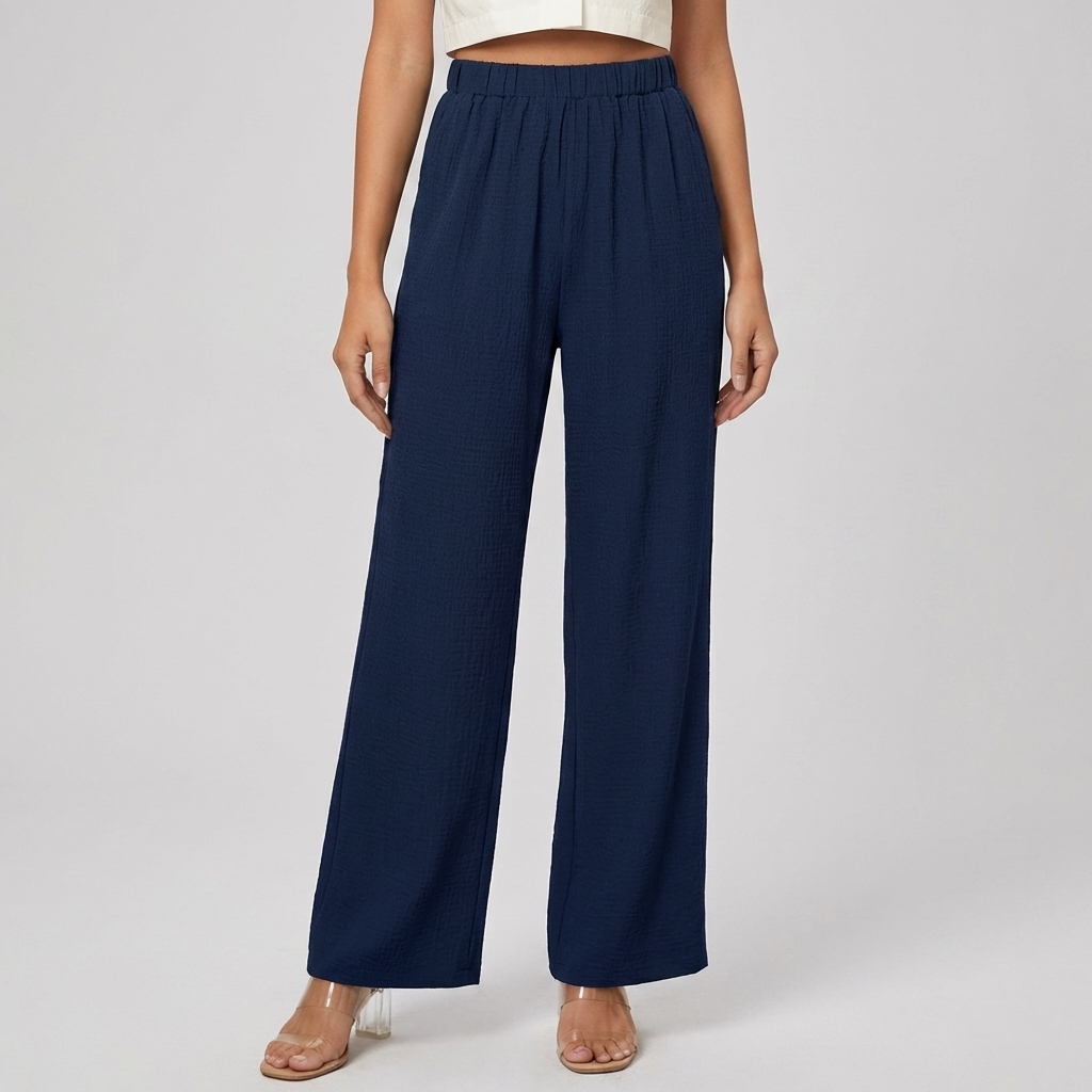 Pantaloni Dritti da Donna con Vita Elastica