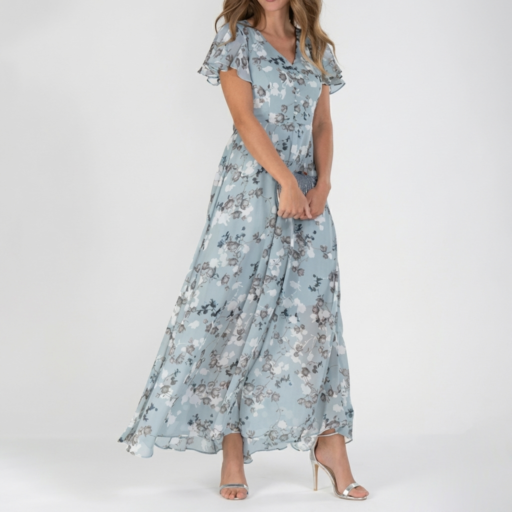 Abito Maxi Stampato Floreale Vintage da Donna