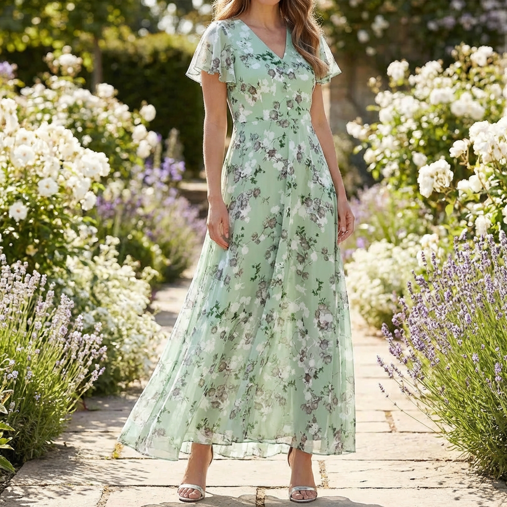 Abito Maxi Floreale Vintage per Donne