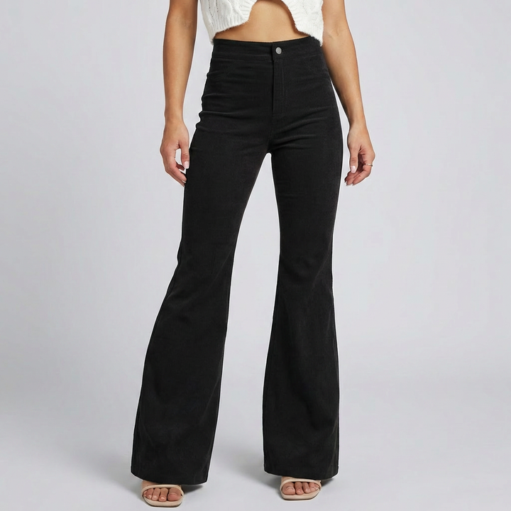 Pantaloni a Zampa in Corduroy Trendy per Donna