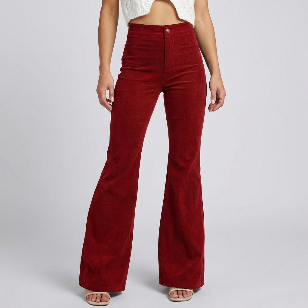 Pantaloni a Zampa in Corduroy Trendy per Donna